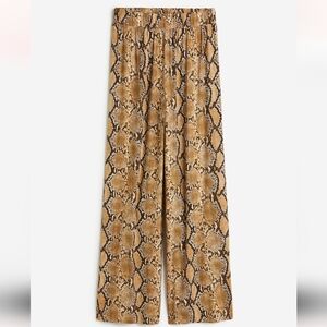 🌻 H&M Pull On Brown Snakeskin Print Elastic Waist Wide Leg Jersey Pants XS
